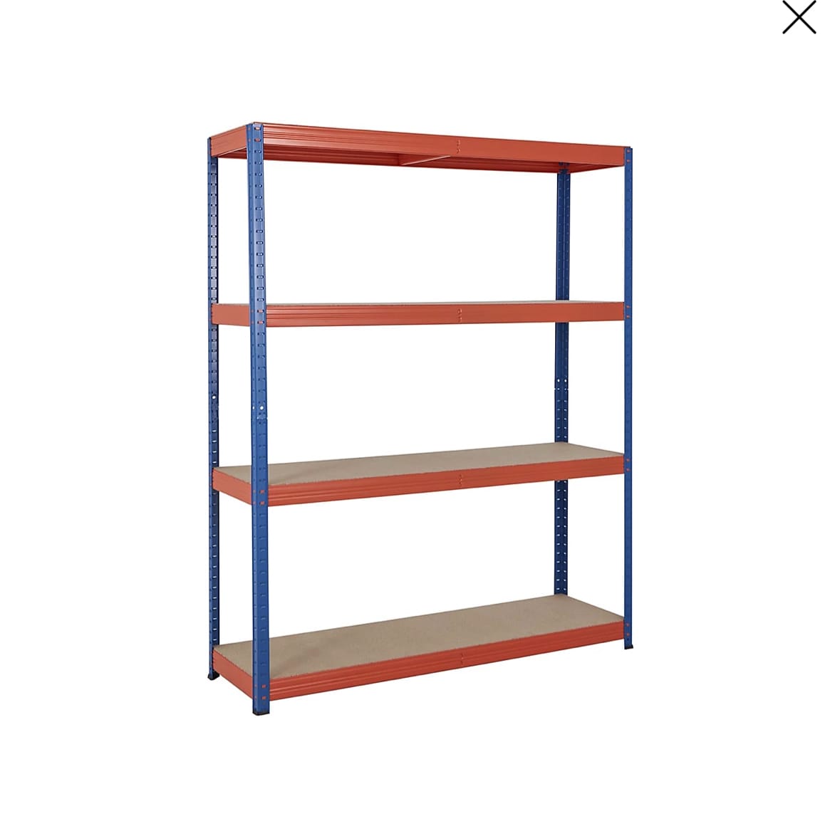 BigDug 300kg industrial shelving 1780h x 1800w x 450d mm 4 levels blue & orange
